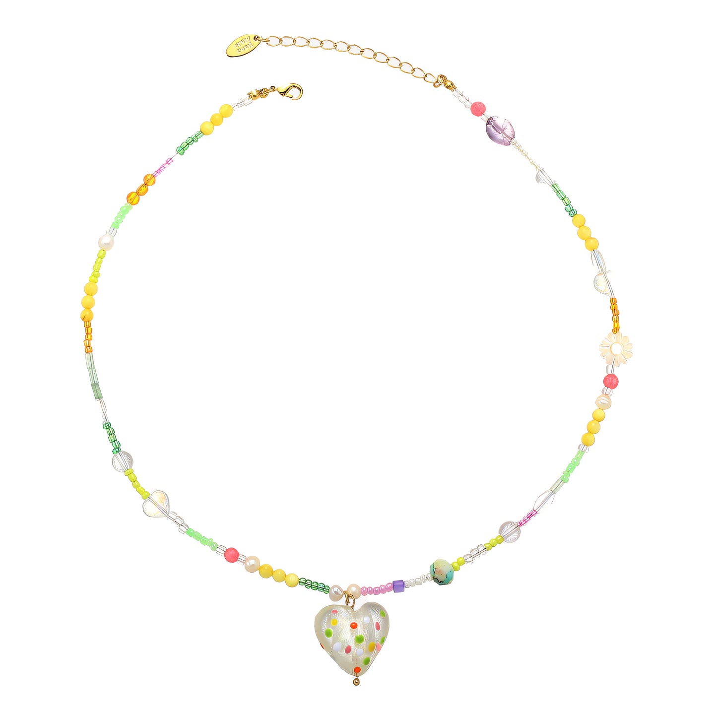 Colorful Dots Heart Pendant Necklace