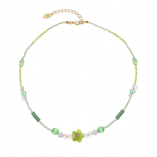 Green Flower Beads Necklace