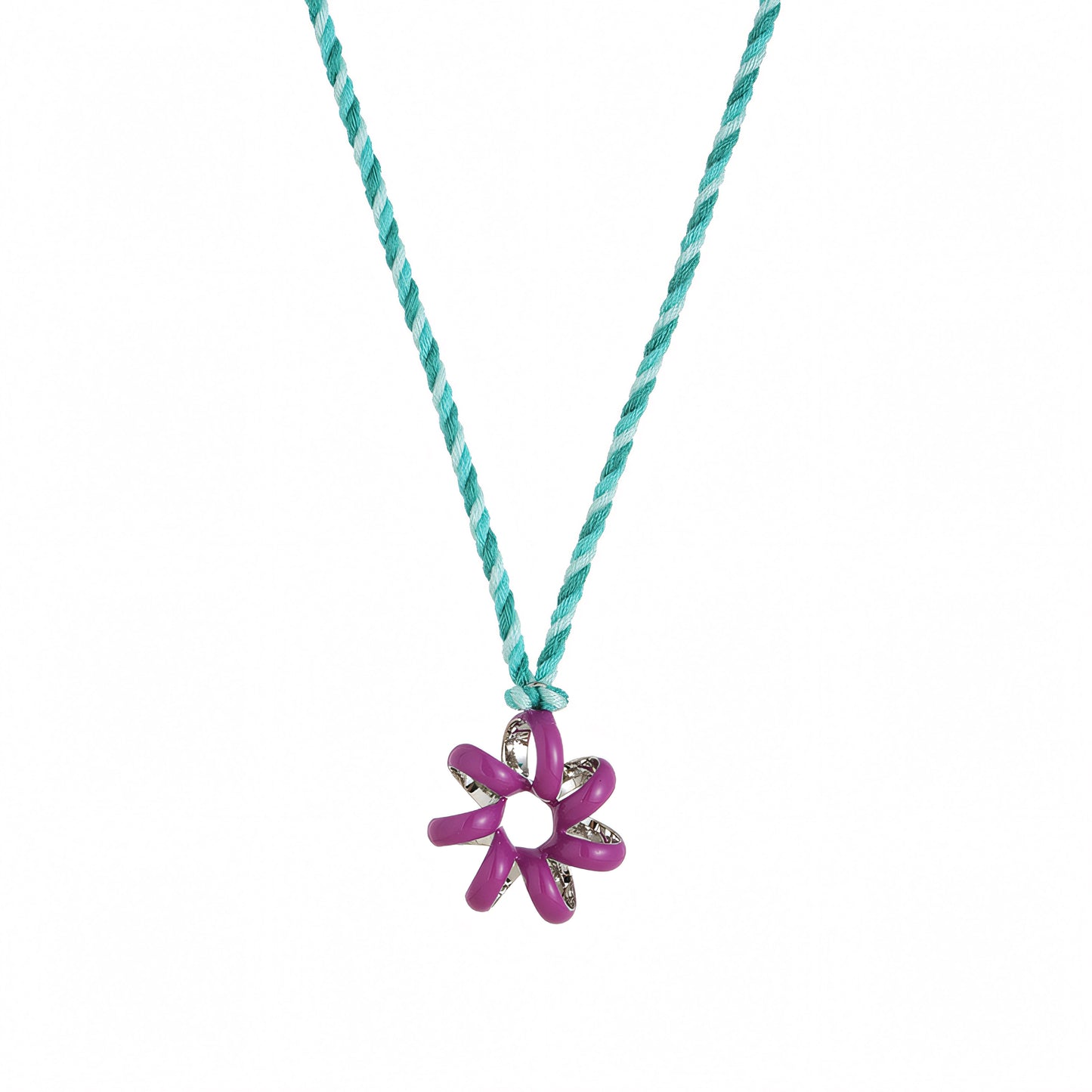 Twisted Flower Pendant String Necklace