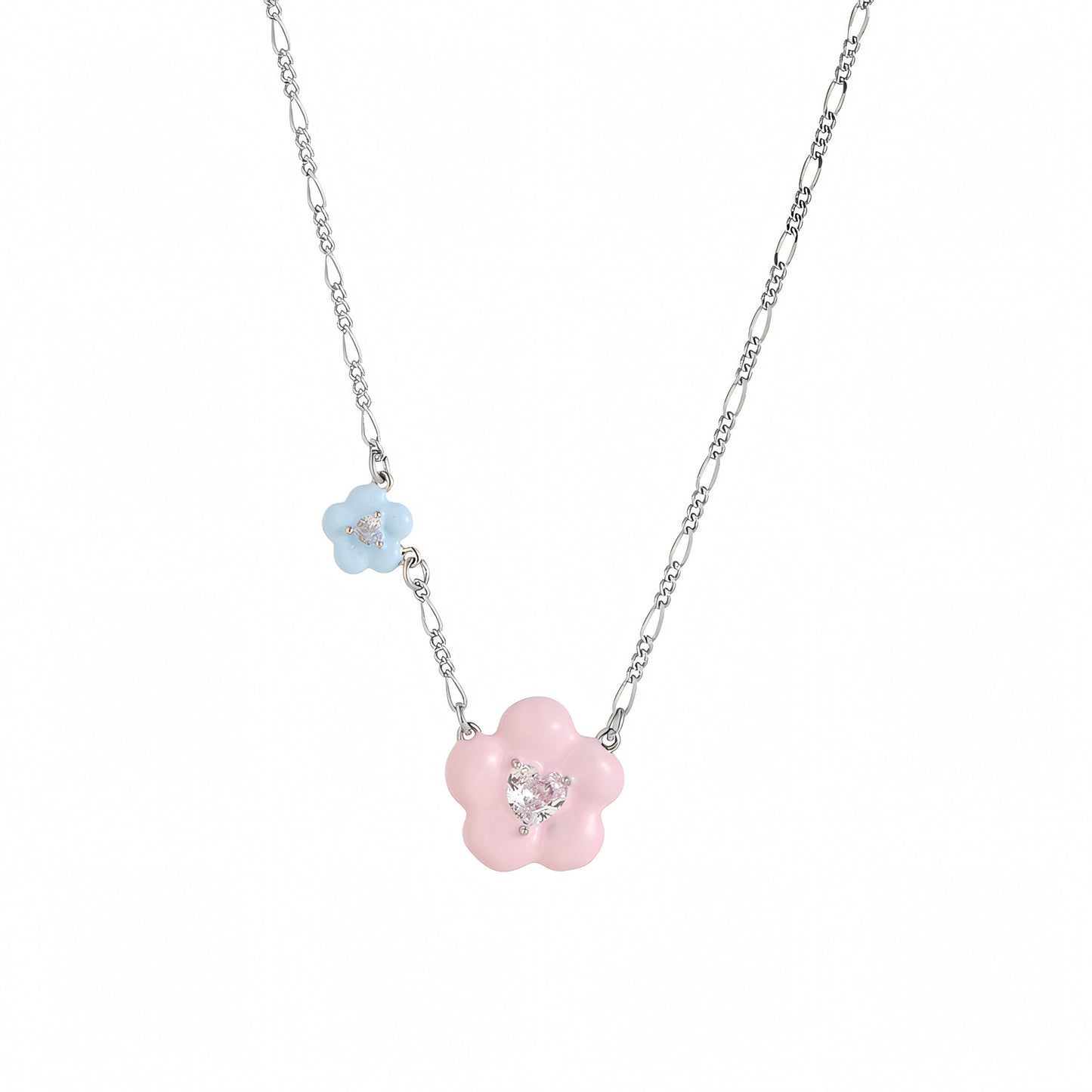 Flower Pendant With Diamond Insets Necklace