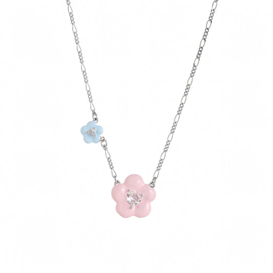 Flower Pendant With Diamond Insets Necklace