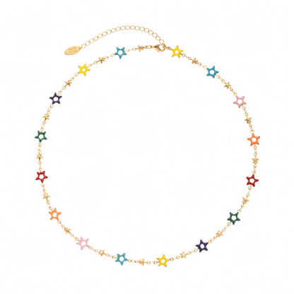 Colorful Enamel Starry Beads Necklace