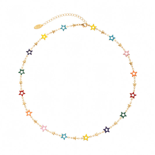 Colorful Enamel Starry Beads Necklace