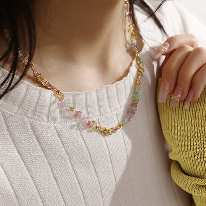 Irregular Colorful Glass Stones  Necklace