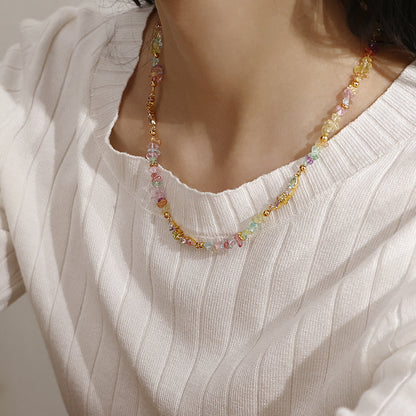 Irregular Colorful Glass Stones  Necklace