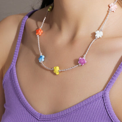 Flower Pendants String Necklace