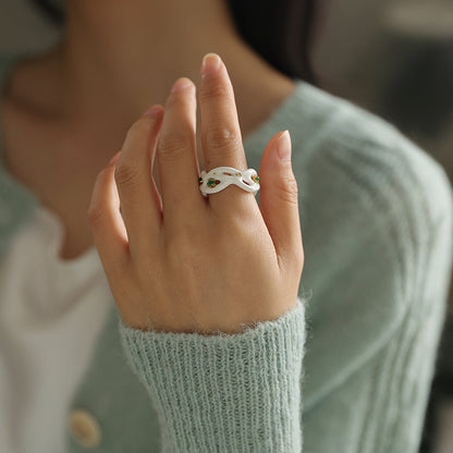 Green Diamond Enamel Ring