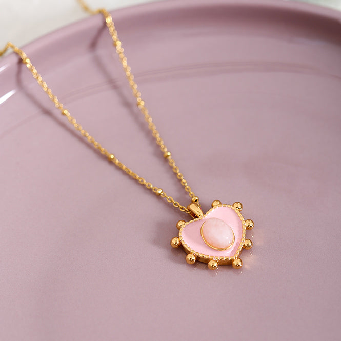 Pink & Golden Heart Pendant Neacklace