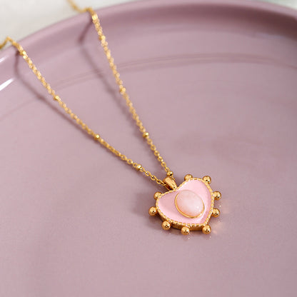 Pink & Golden Heart Pendant Neacklace