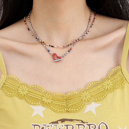 Heart-shaped OT Buckle Necklace