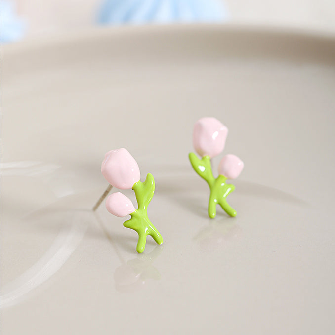 Pink Flower Earrings