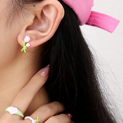 Pink Flower Earrings