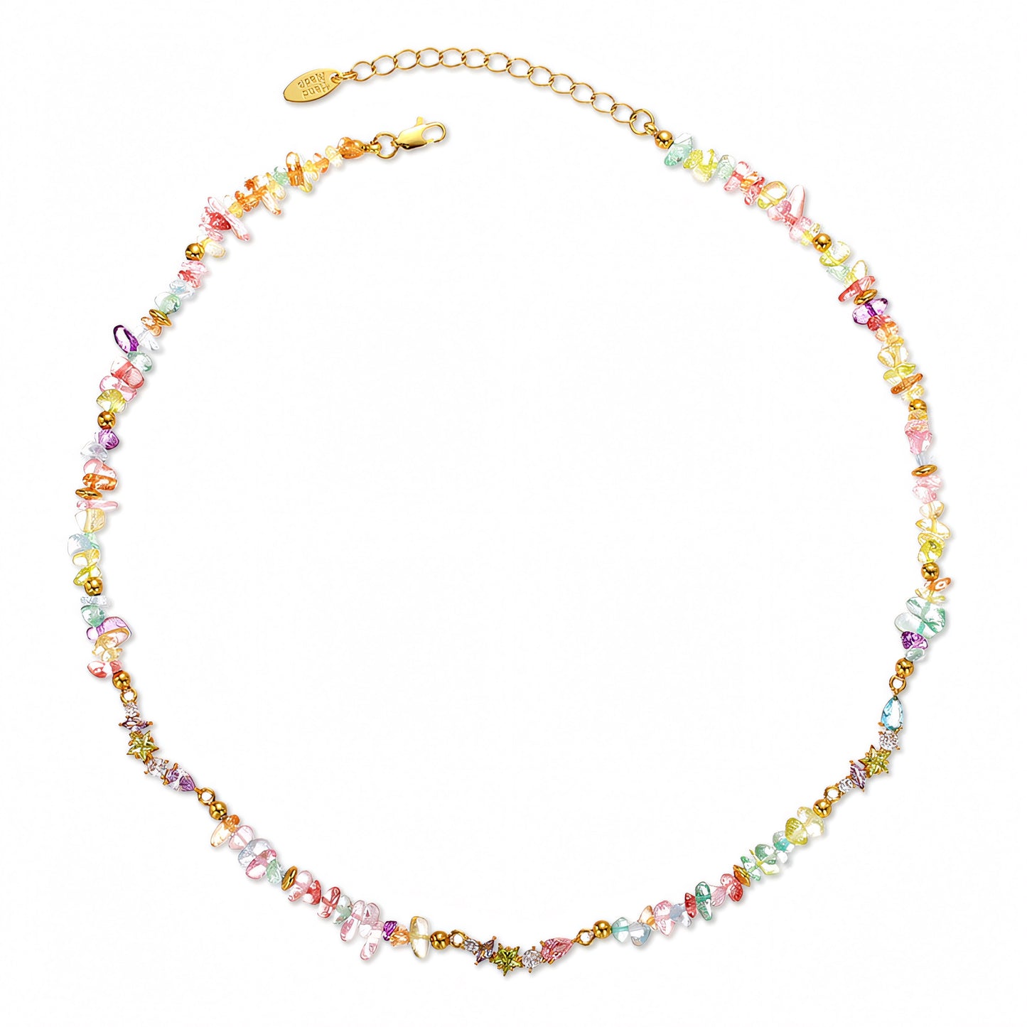 Irregular Colorful Glass Stones  Necklace