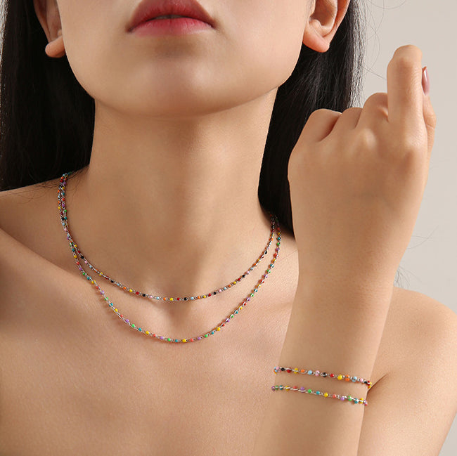 Colorful Enamel Beads Necklace