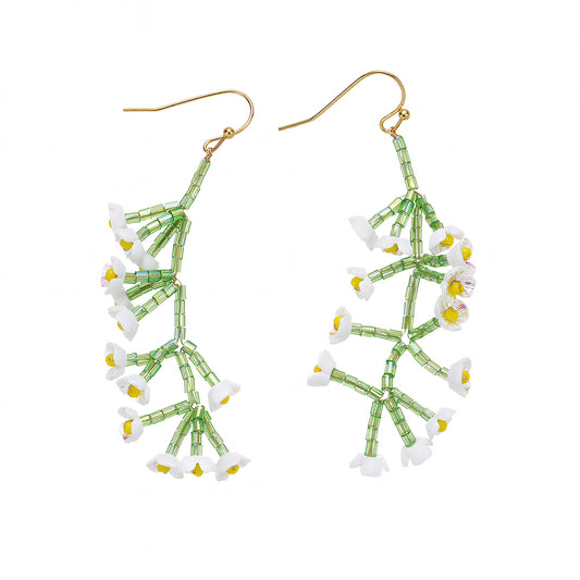 White Flower Strings Earrings