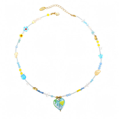 Bluish Heart Pendant Necklace