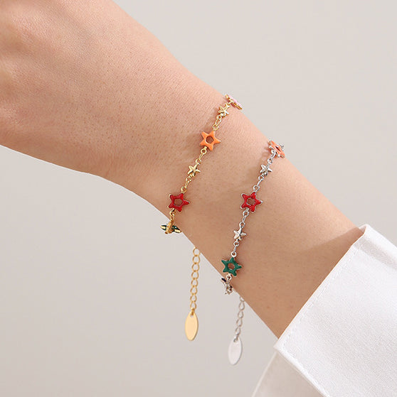 Colorful Enamel Starry Beads Bracelet