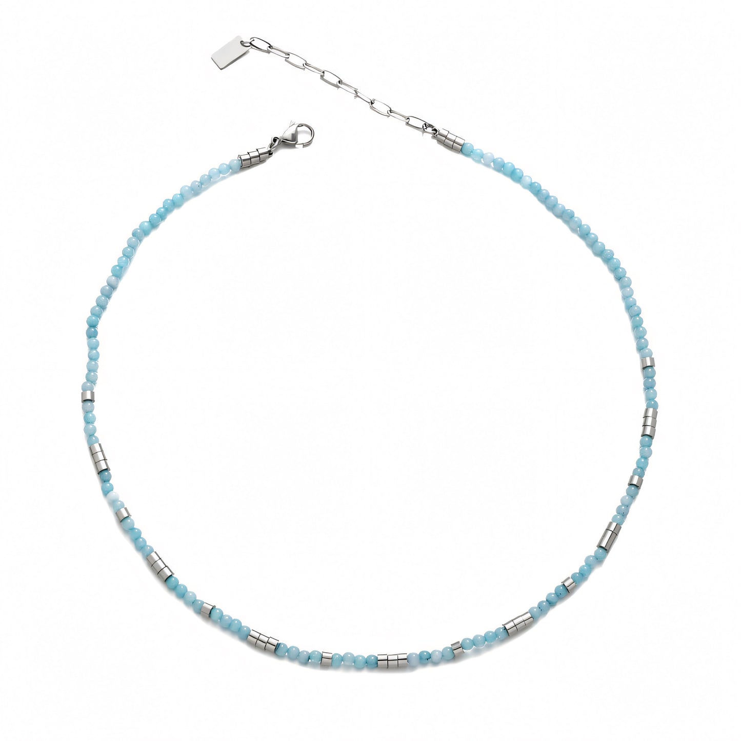 Sliver & Blue Beads Necklace