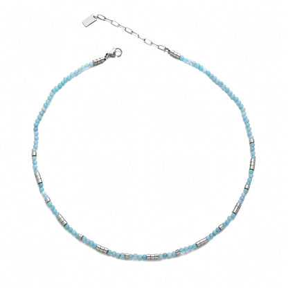 Sliver & Blue Beads Necklace