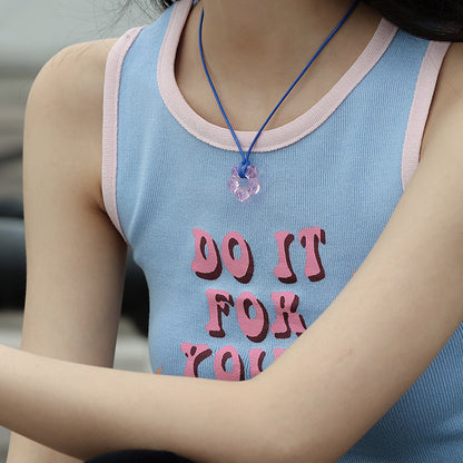 Pink Flower Pendant Necklace