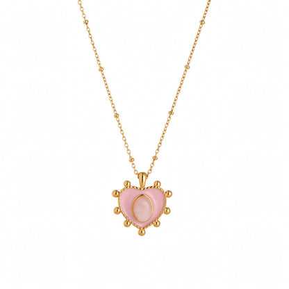 Pink & Golden Heart Pendant Neacklace