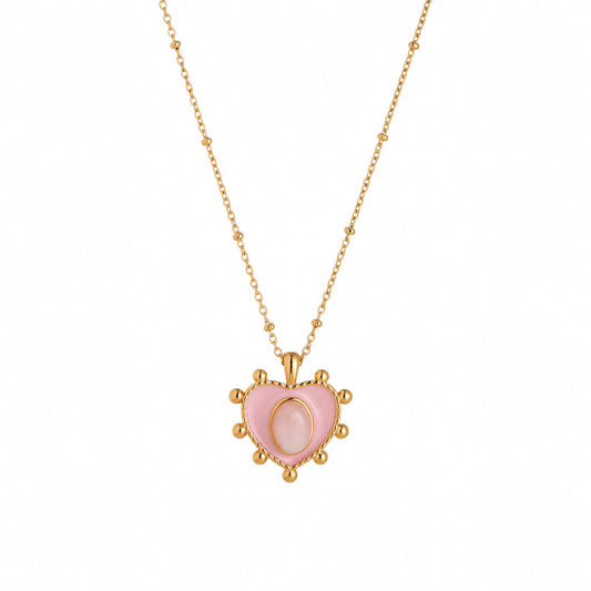 Pink & Golden Heart Pendant Neacklace