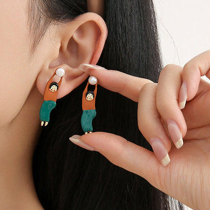 Cartoon Figure Pearl Earrings